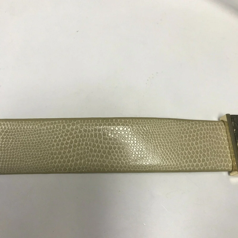 Chicos Belt Womens S/M Tan Reptile Embossed Leather Tan Golden Brown Links